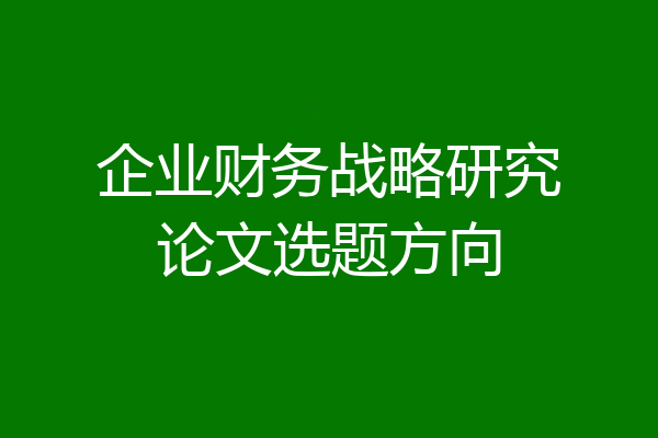 企业财务战略研究论文选题方向