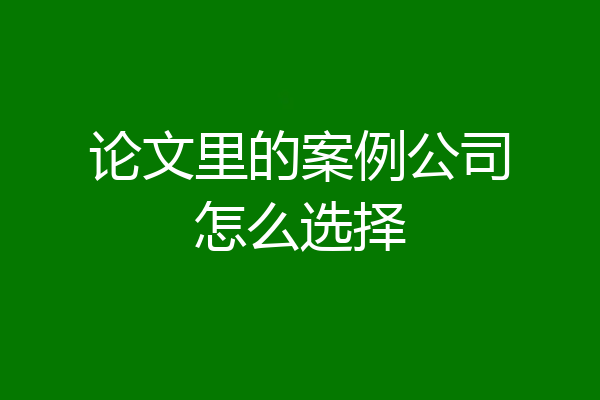 论文里的案例公司怎么选择