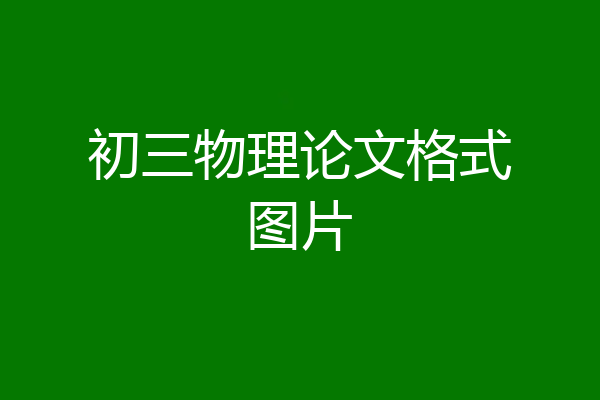 初三物理论文格式图片