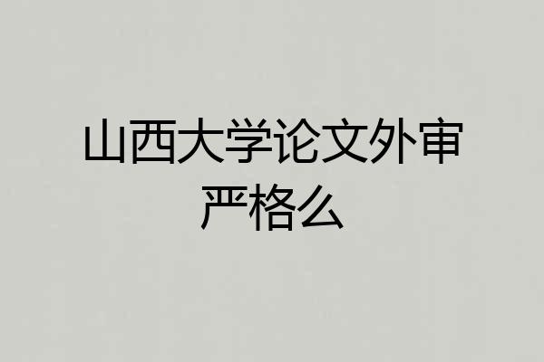 山西大学论文外审严格么