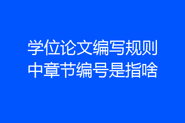 学位论文编写规则中章节编号是指啥