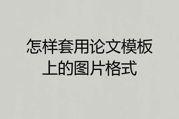 怎样套用论文模板上的图片格式