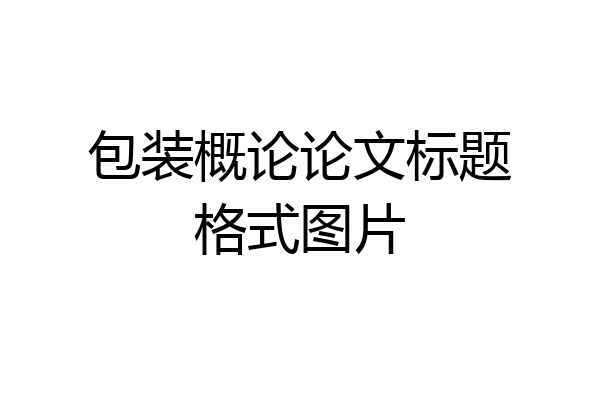 包装概论论文标题格式图片