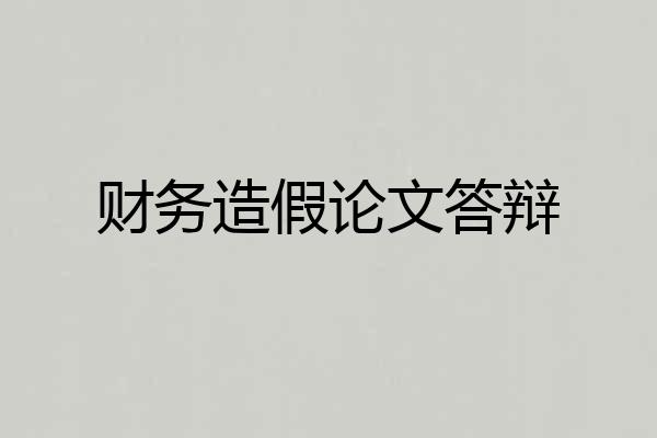 财务造假论文答辩