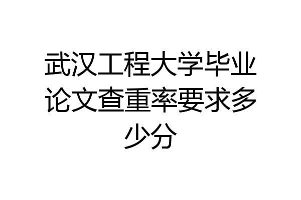 武汉工程大学毕业论文查重率要求多少分