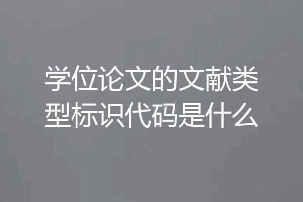 学位论文的文献类型标识代码是什么