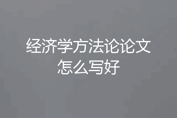 经济学方法论论文怎么写好