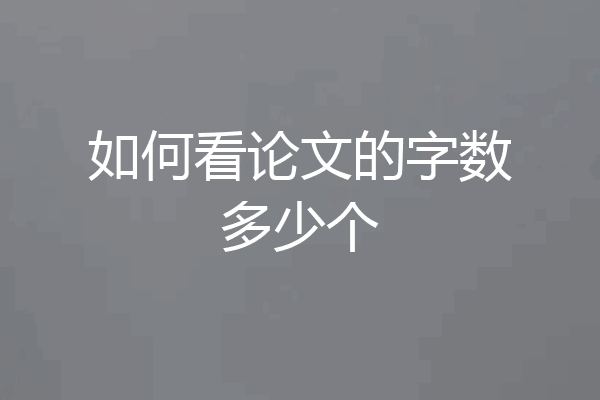 如何看论文的字数多少个