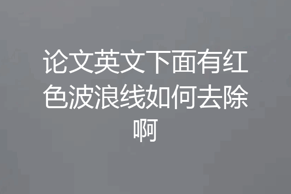 论文英文下面有红色波浪线如何去除啊