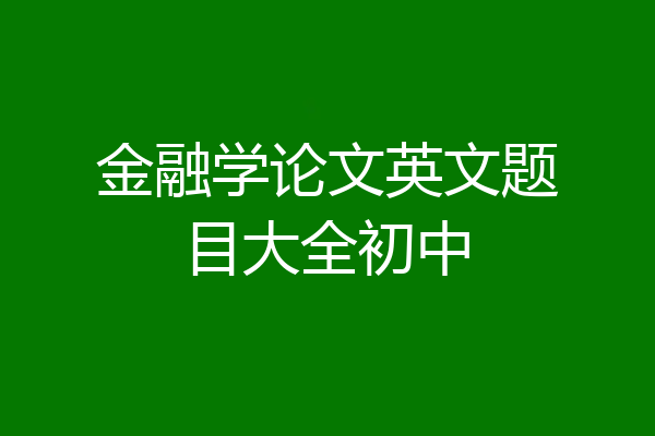 金融学论文英文题目大全初中