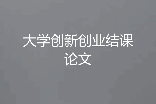 大学创新创业结课论文