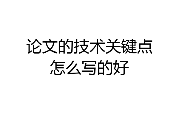 论文的技术关键点怎么写的好