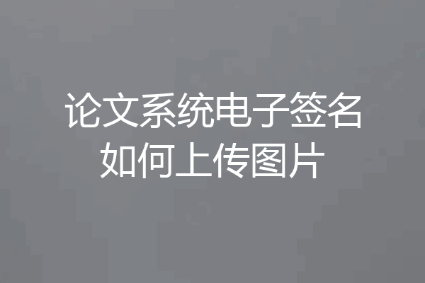 论文系统电子签名如何上传图片