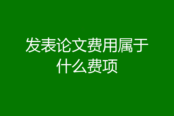 发表论文费用属于什么费项