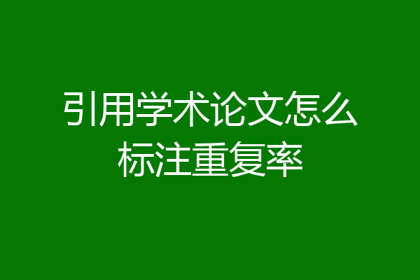 引用学术论文怎么标注重复率