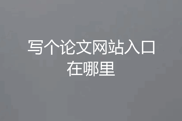写个论文网站入口在哪里