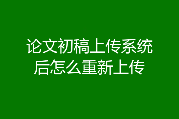 论文初稿上传系统后怎么重新上传