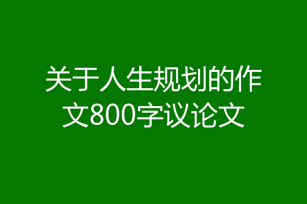 关于人生规划的作文800字议论文