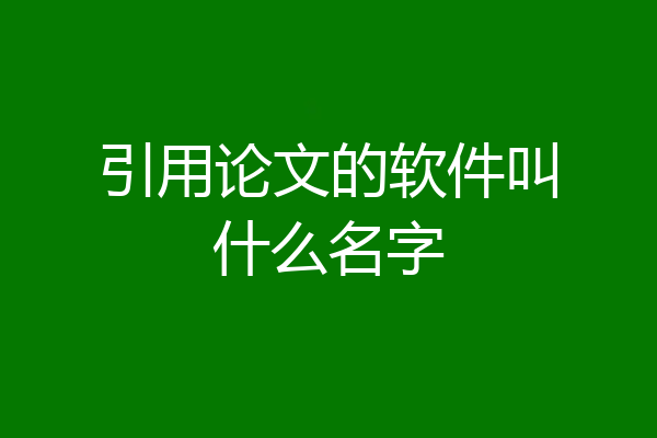 引用论文的软件叫什么名字