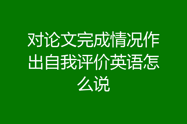 对论文完成情况作出自我评价英语怎么说