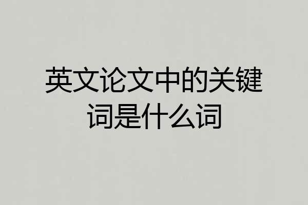 英文论文中的关键词是什么词