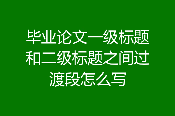 毕业论文一级标题和二级标题之间过渡段怎么写
