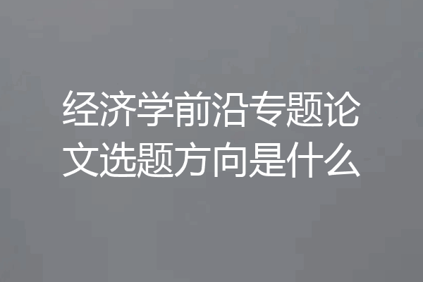 经济学前沿专题论文选题方向是什么