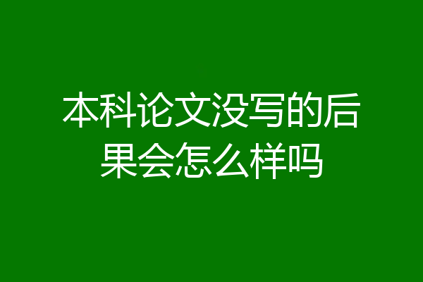 本科论文没写的后果会怎么样吗