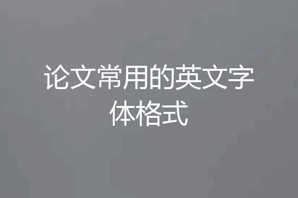 论文常用的英文字体格式