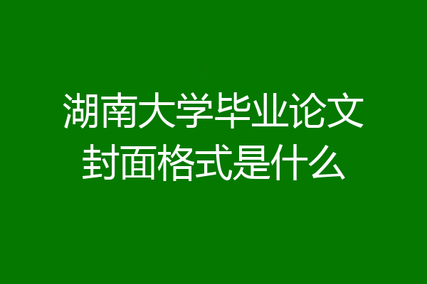 湖南大学毕业论文封面格式是什么