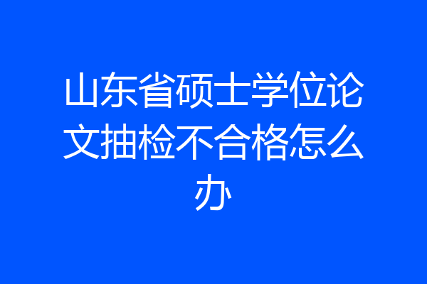 山东省硕士学位论文抽检不合格怎么办