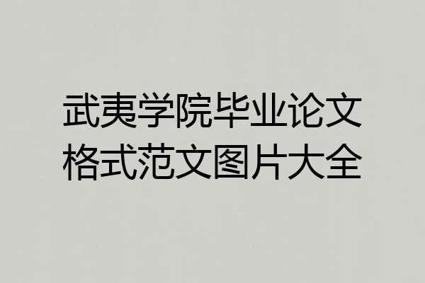 武夷学院毕业论文格式范文图片大全