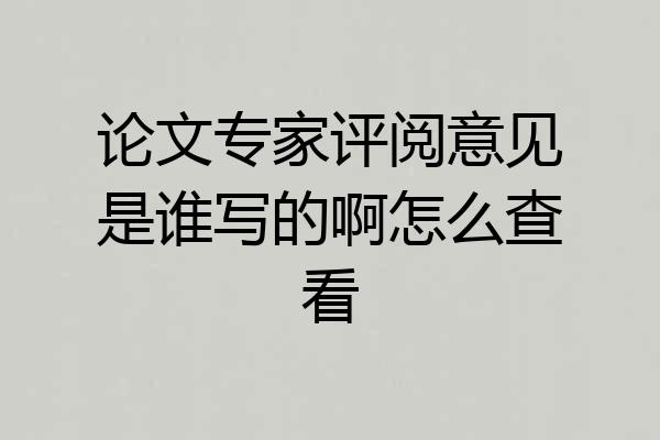论文专家评阅意见是谁写的啊怎么查看