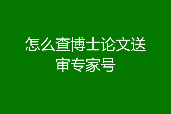 怎么查博士论文送审专家号