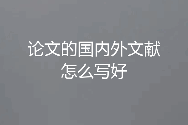 论文的国内外文献怎么写好