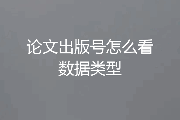 论文出版号怎么看数据类型