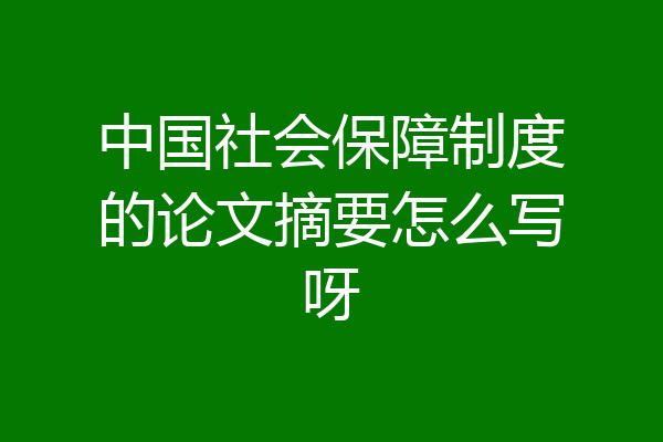 中国社会保障制度的论文摘要怎么写呀