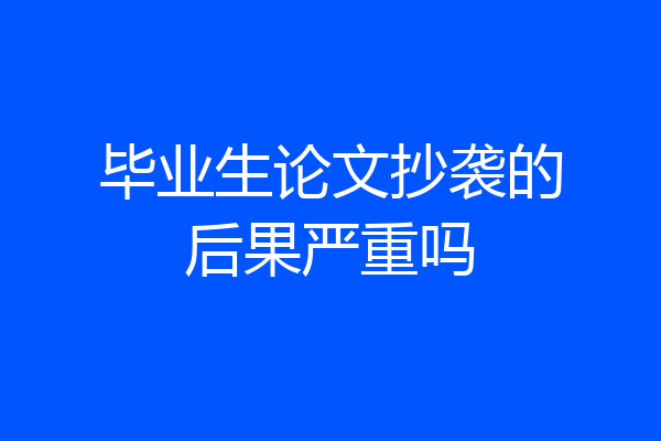 毕业生论文抄袭的后果严重吗