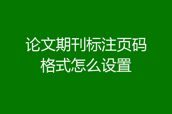 论文期刊标注页码格式怎么设置