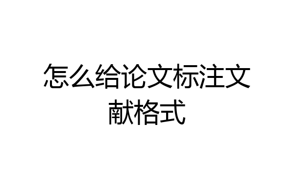 怎么给论文标注文献格式