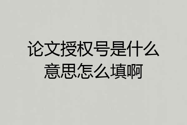 论文授权号是什么意思怎么填啊