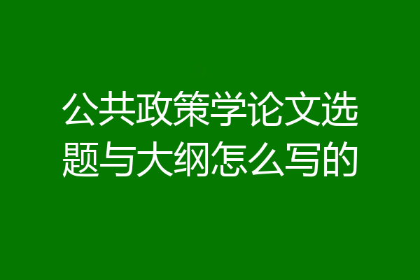 公共政策学论文选题与大纲怎么写的