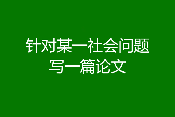 针对某一社会问题写一篇论文