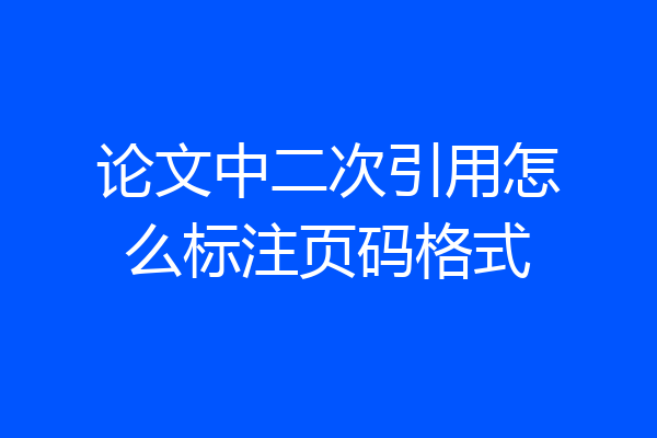 论文中二次引用怎么标注页码格式