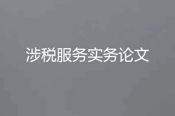 涉税服务实务论文
