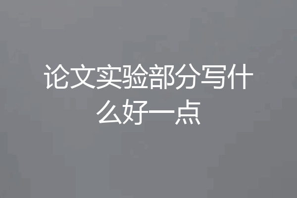 论文实验部分写什么好一点