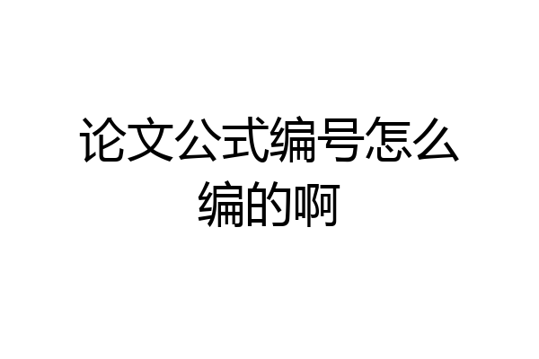 论文公式编号怎么编的啊