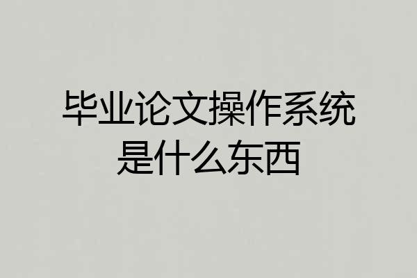 毕业论文操作系统是什么东西