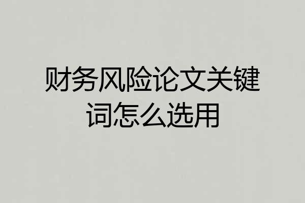 财务风险论文关键词怎么选用