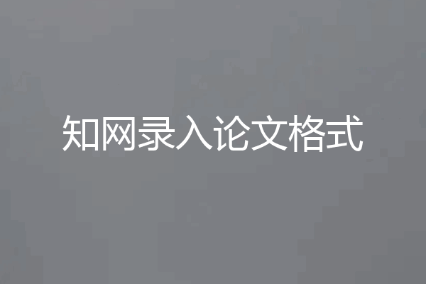 知网录入论文格式